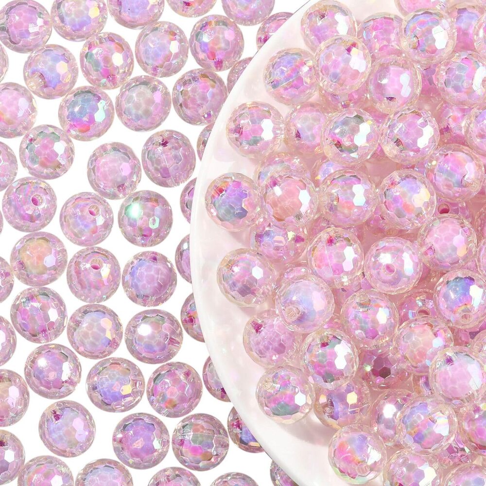 2156 200 Pcs 16mm AB Color Clear Chunky Acrylic Beads Bead in Bead Faceted